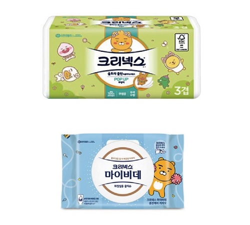 크리넥스 카카오프렌즈 팝업티슈 94매 마이비데 클린케어 캡형40매 2종세트