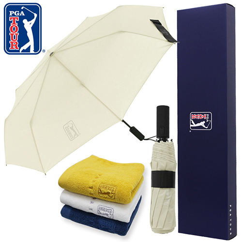 PGA 친환경 그린 3단 60 완전자동 우산 +170g 면사 타올세트