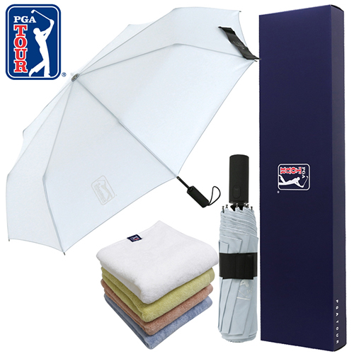 PGA 친환경 그린 3단 60완전자동 우산 +180g 모달사 타올세트