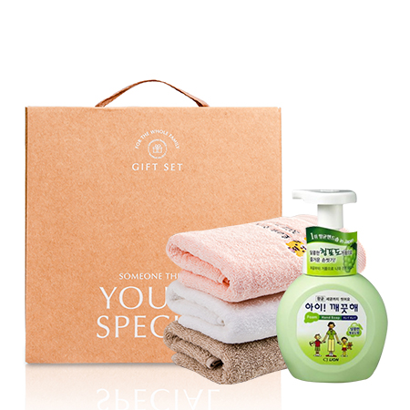 라라 낭만 호텔타올 + 아이깨끗해 핸드워시 청포도향 세트 수건 선물세트