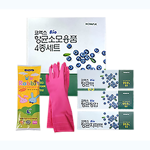 코멕스 바이오 항균 주방용품 4종 세트 / 비닐백 / 비닐장갑 / 지퍼백 / 고무장갑
