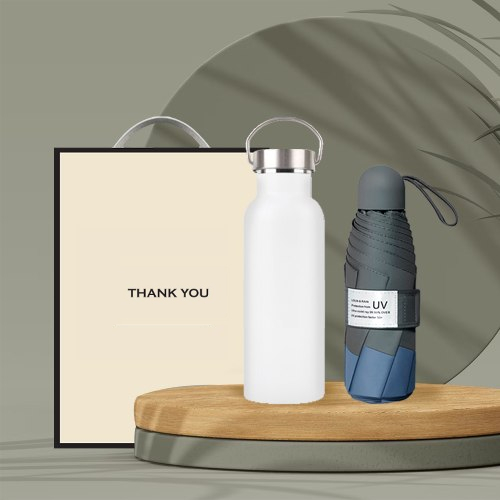 시즈넬 선물세트 슬림 진공 텀블러 500ml+고급5단우산