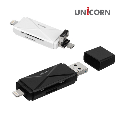 유니콘 IOS 8핀+USB2.0+5핀 3in1 OTG 겸용 멀티카드리더기 XC-1000A