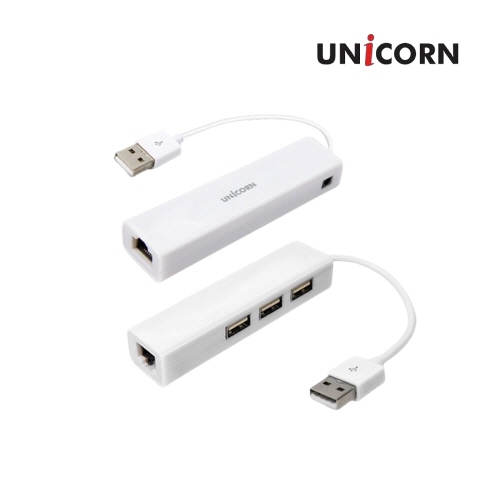 유니콘 USB 유선랜카드 USB2.0 허브 3포트 ULAN-203H