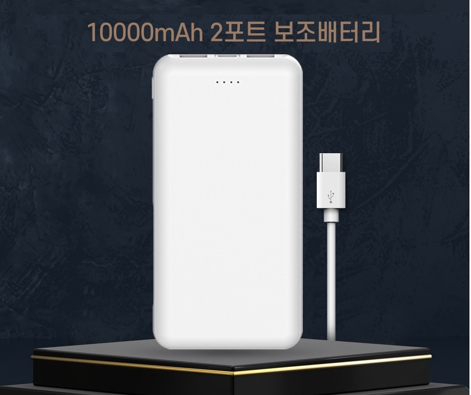 프라임 10000mah 동시충전 2포트 보조배터리, c타입 8핀 대용량배터리 레이저인쇄 선물포장 d016