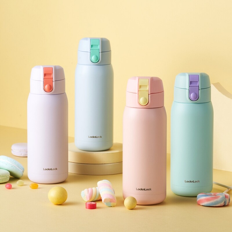 HA 락앤락 스쿨핏 코튼캔디 원터치 텀블러 370ML