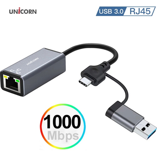 유니콘 CLAN-300AC USB3.1 A타입+C타입 기가 유선랜카드 1Gbps 알루미늄