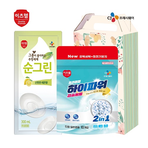 CJ프리미엄 하이파워 캡슐세제10개입 순그린리필 2종세트