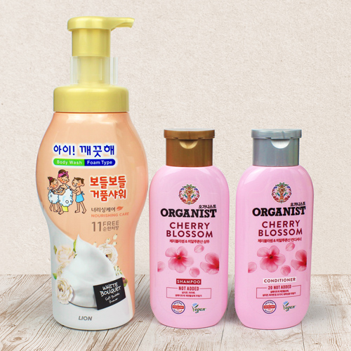 아이깨끗해 보들보들 거품샤워 바디워시 700g + LG오가니스트 샴푸 컨디셔너