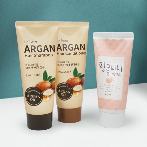과일나라 아르간 샴푸 + 컨디셔너 + 핑크피치 핸드크림 + 종이케이스