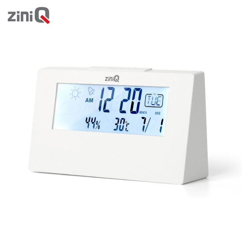 지니큐 디지털 LED 탁상시계 온도습도날짜표시 알람 투명탁상용 ZQ-CK300