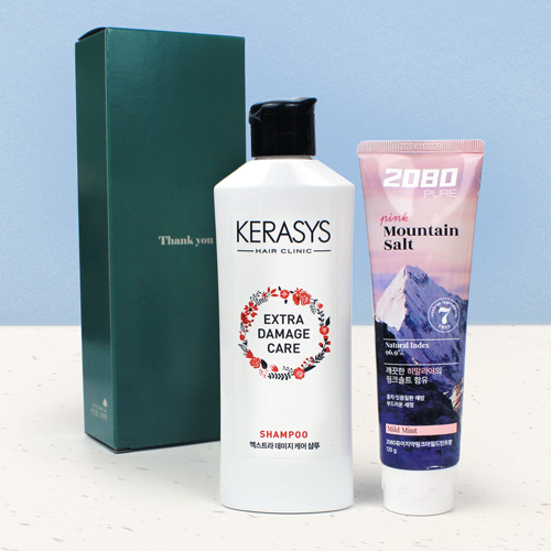 애경 캐라시스 샴푸 180ml + 2080 핑크솔트치약 120g + 종이케이스