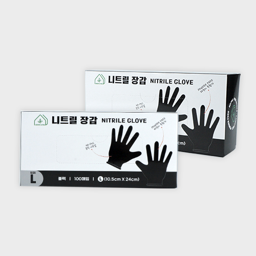 그린리빙 식품용 니트릴장갑 100매 블랙 L사이즈