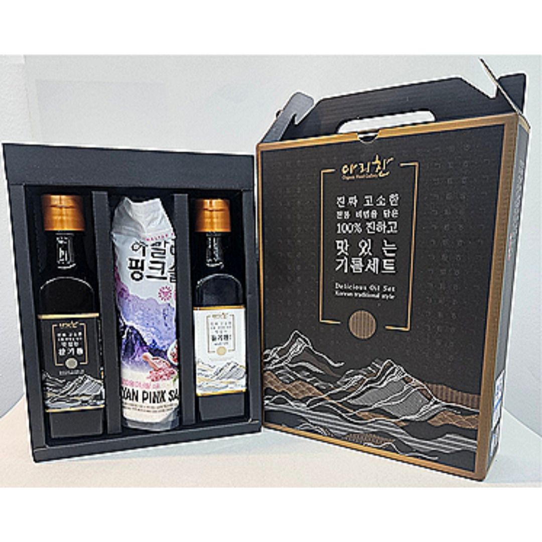 아리찬 맛있는 참기름 들기름 핑크솔트 세트