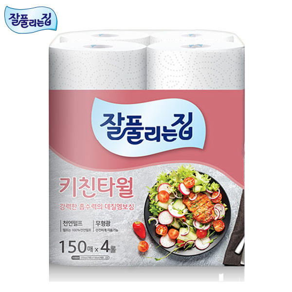 미래생활 잘풀리는집 키친타올 150매x4롤(번들포장)