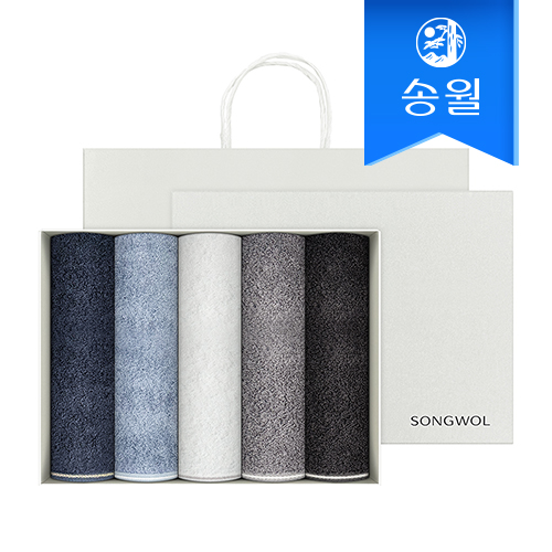 송월타월 솔리드혼방사무지 5매 선물세트+쇼핑백 답례품
