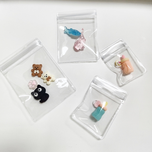 고급 PVC 투명 지퍼백 미니 키링 봉투 액세서리 부자재 재료 만들기 DIY 포장 파우치
