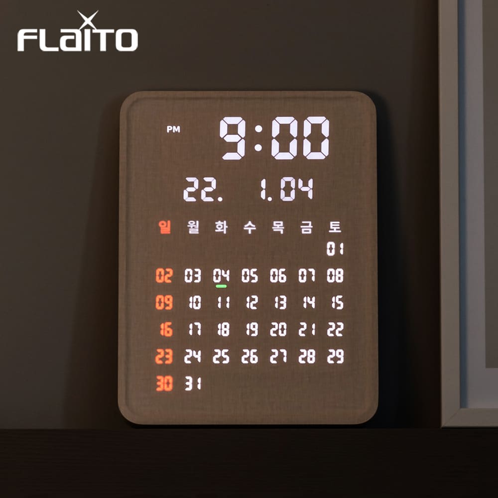 플라이토 포시즌 전자 달력 인테리어 LED 벽시계 27cm