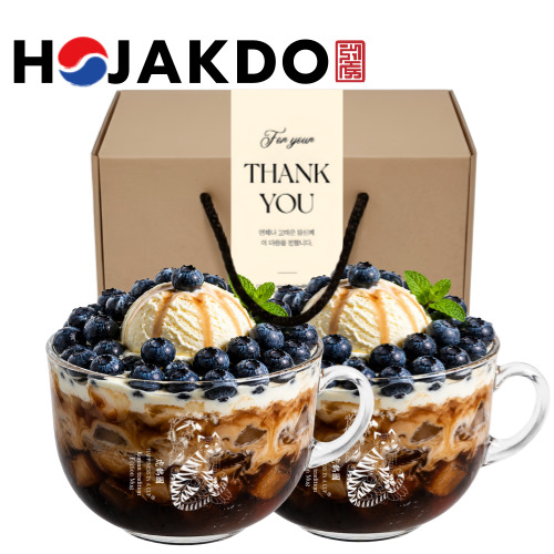 한국전통 민화 호작도 요거트 시리얼 그릭 디저트 머그컵 볼 470ml 2P 선물세트