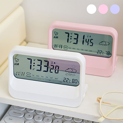로티 LCD 온습도 알람탁상시계