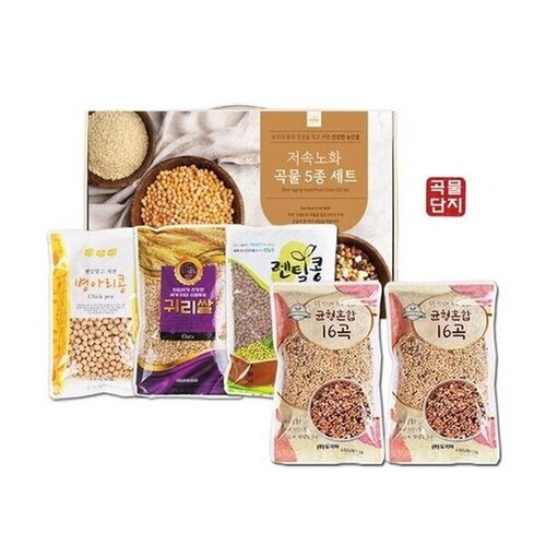 저속노화 슈퍼푸드 곡물5종 선물세트(귀리 300g 렌틸콩 300g 병아리콩 300g 혼합16곡400g*2)