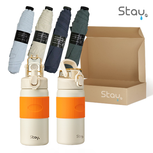 스테이24 스포홀릭텀블러 크림450ml+PGA 친환경그린 3단수동 경량스키니
