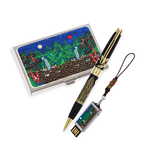 일월오봉도 볼펜 자개 명함케이스 대용량 자개 USB