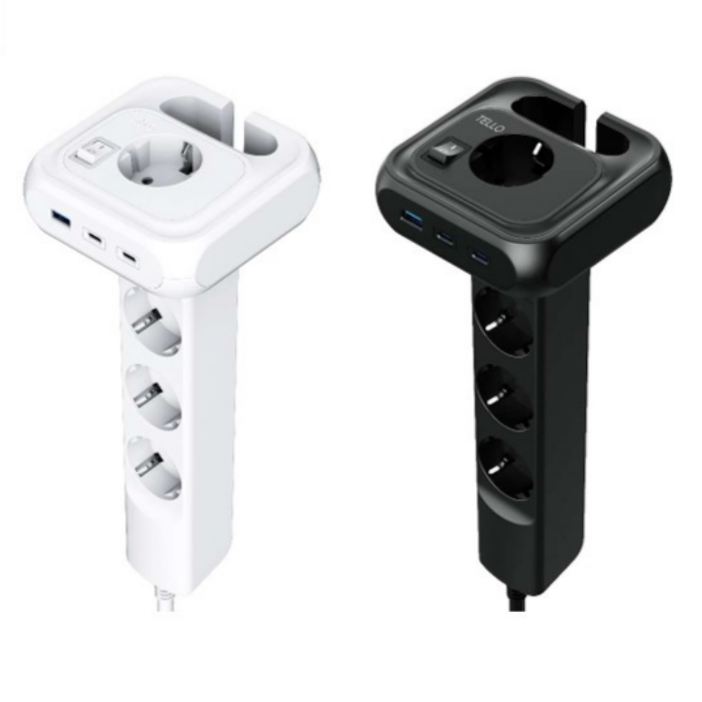 텔로 책상매립형 7구 T형 고용량멀티탭 USB-C 20W 고속충전 데스크 콘센트