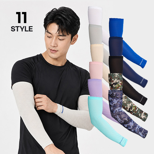 여름용 UV 자외선 햇빛 차단 스포츠 냉감 스트라이프 포인트 팔커버 쿨토시