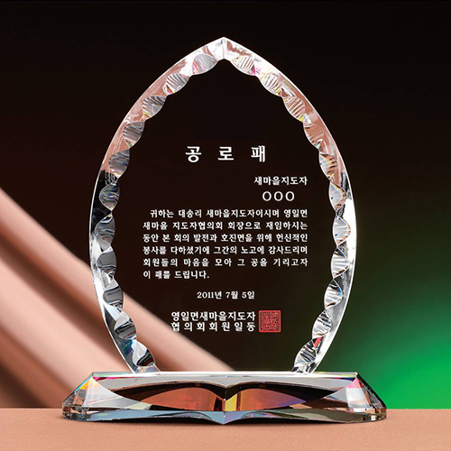 나뭇잎 빵타원 크리스탈 감사패 공로패