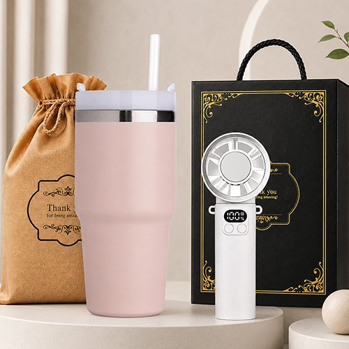 텀블러 냉각선풍기 기프트세트 600ml 빨대텀블러1개 초경량 LED냉각선풍기1개 손선풍기