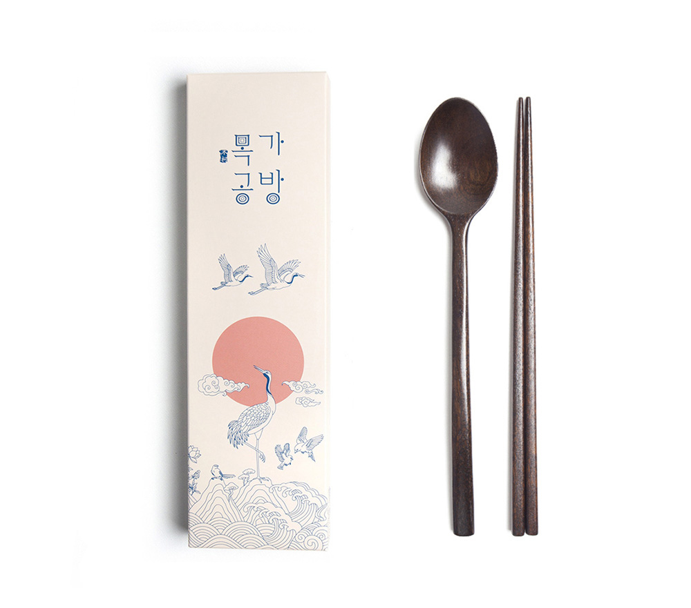 목가공방 국내 옻칠 흑당 소담 수저 1인 선물세트