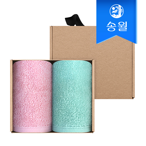 송월타월 항균 코튼루아 고리수건 핸드타올 2매 크라프트세트
