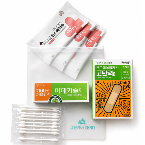 그린케어 제로 응급세트(마데카솔.일반밴드.면봉.손소독물티슈)홍보.판촉