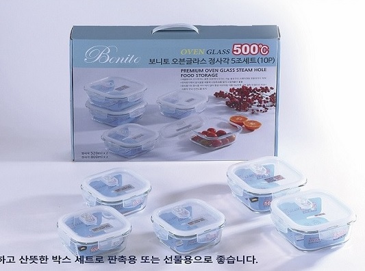 보니토 오븐글라스 밀폐용기 5종