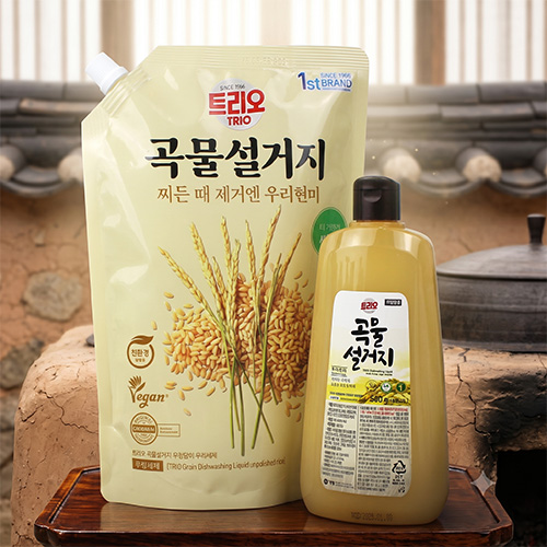 애경 순샘 곡물설거지 대용량 주방세제 용기 500ml+ 리필1200ml +끈케이스