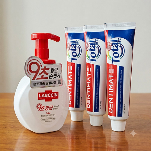 랩신 핸드워시 토탈 250ml + 크리오 덴티메이트 치약 120g 3종 + 끈케이스