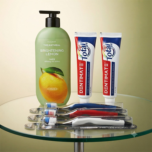LG생활건강 바디워시 레몬 480ml + 크리오 덴티메이트 치약 150g 2개 + 시그니처 프리미엄 칫솔 3개+뜬케이스