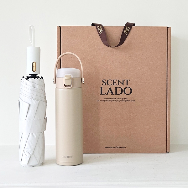 센트라도 B 골드버튼 8k 3단 자동 양우산+나우 원터치텀블러 500ml 세트