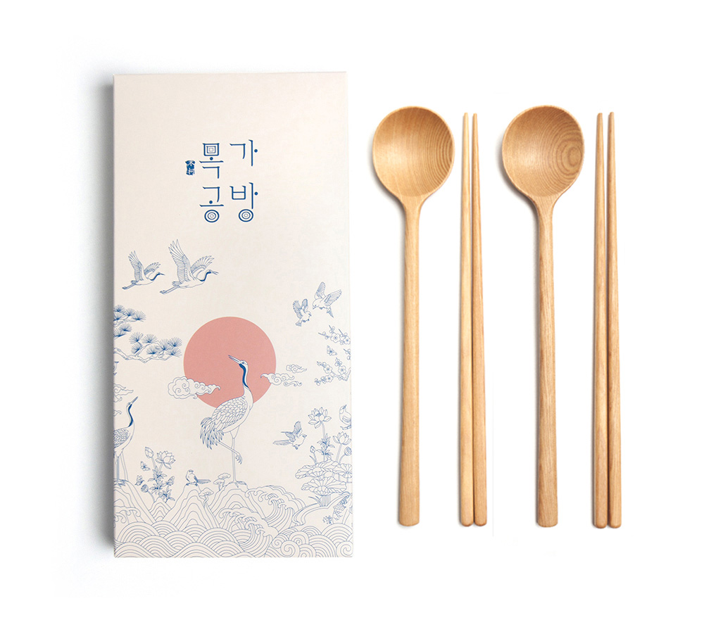 목가공방 천연 오일 순수 달 수저 2인 선물세트