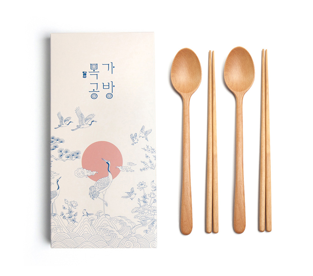목가공방 천연 오일 순수 아름 수저 2인 선물세트