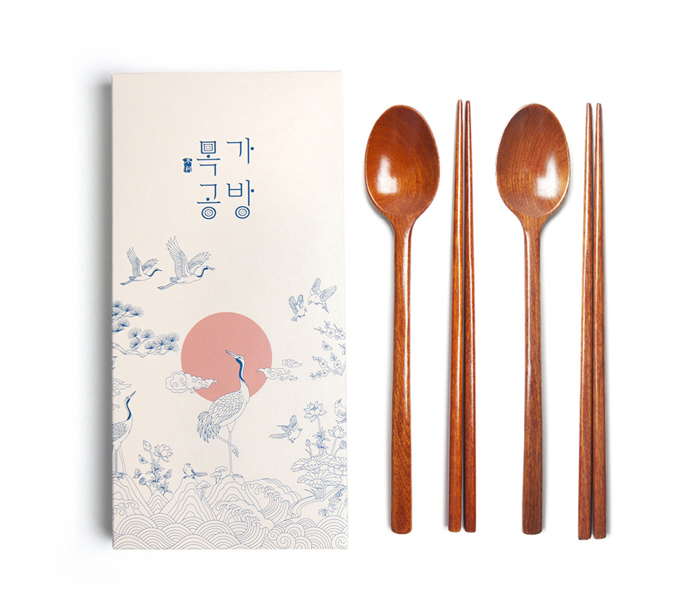 목가공방 국내 옻칠 자연소담 수저 2인 선물세트