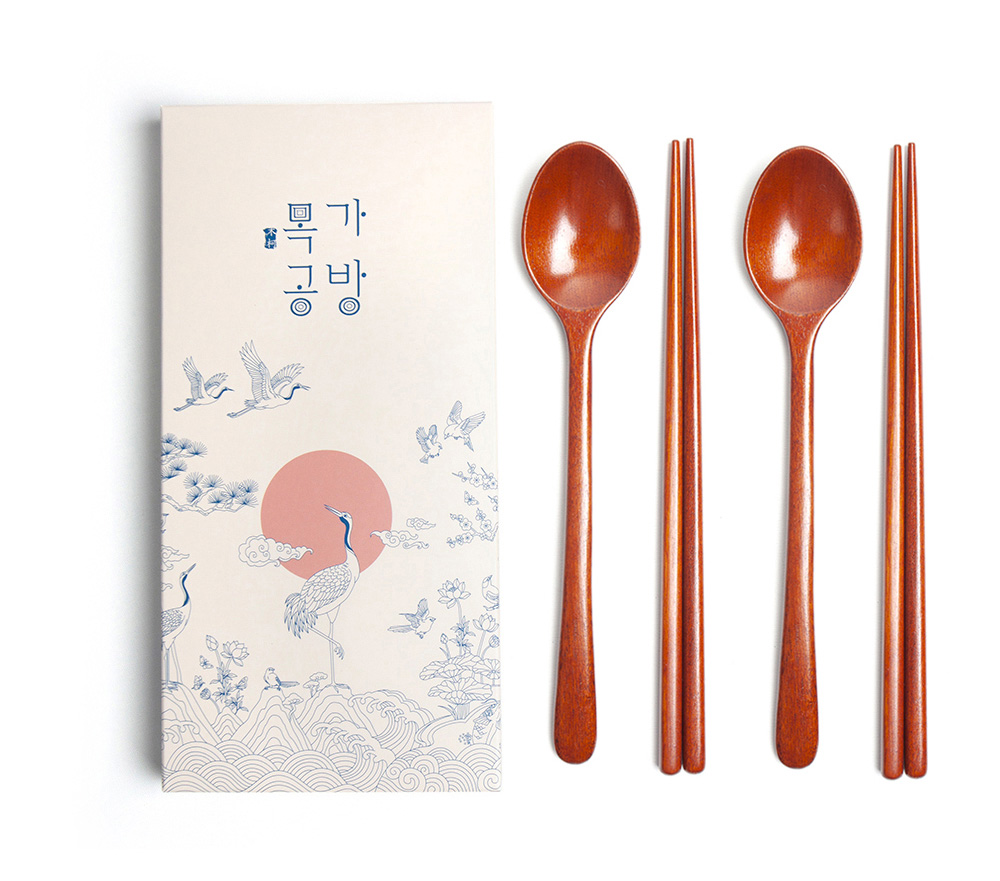목가공방 국내 옻칠 자연 아름 수저 2인 선물세트