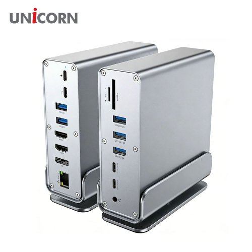 [유니콘] C타입 16in1 멀티허브 도킹스테이션 10G 100W 썬더볼트 지원 모니터확장 미러링 TCH-1600M