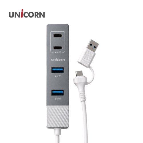 [유니콘] USB3.2 Gen1 4포트 USB멀티허브(A포트2개+C포트2개) A+C듀얼커넥터 LH-40AC