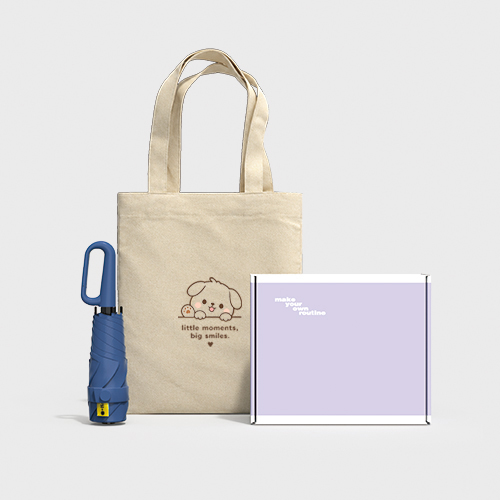 루티네 선물세트 미니 링버클 5단 양우산+데일리 캔버스백 에코백 소