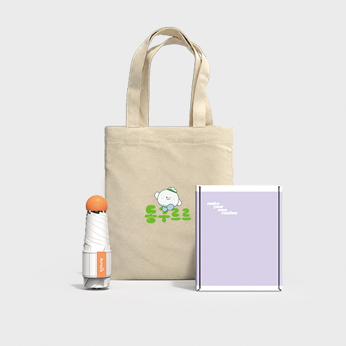 루티네 선물세트 코튼캔디 5단 양우산+데일리 캔버스백 에코백 소