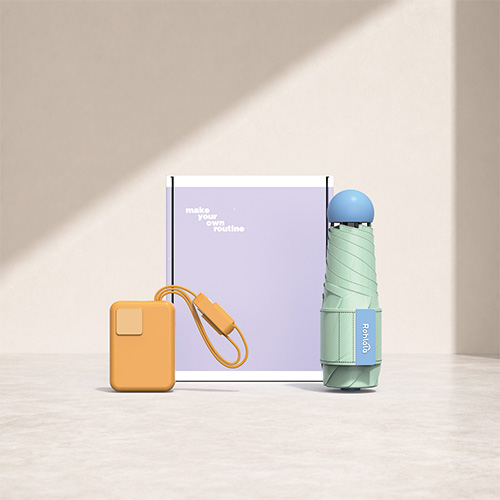 루티네 선물세트 코튼캔디 5단 양우산+포켓링크 35W 보조배터리 10000mAh