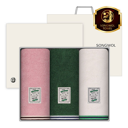 [송월타올] 타올쿤 라인보더44 30수 220g 3매 풀세트