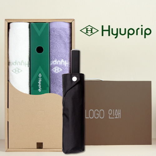 협립호텔코마170타월 2P+협립 3단60 슈퍼 젠틀맨 고밀도 수동식 우산 세트